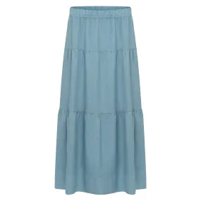 Tiered Linen Skirt - Teal